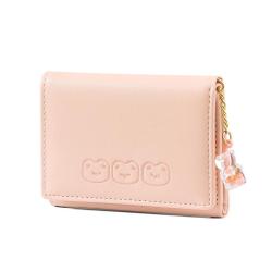 KBW512 Women Short Wallet Cute Multi Card Position Simple Short Card Case Student Cartoon Charm Ladies Tri-fold Coin Purse