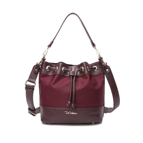 2024 Wholesale Nylon PU Leather Shoulder Bag For Women Drawstring Bucket Purse