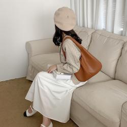 Custom Soft PU leather large shoulder bags for women logo plain ladies fashion handbags casual big hand bag ladies sling bag