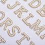 Personalized Style Brand Name Chenille Embroidery Iron On Letter Patches Custom Designer Glitter Letter Patches