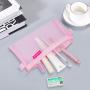 Gelory Zipper Mesh Organizer Bags Clear Nylon Pencil Case Transparent School Stationery Storage Bag for Office