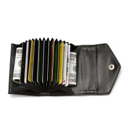 ZHF016 Anti-magnetic RFID Wallet Creative Buckle Wallet PU Leather Lychee Pattern Accordion Type Card Case
