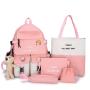 HR306 Hot Selling Five Piece Student Backpack Color Canvas Backpack Fashionable Campus Splash Proof Backpack for Students