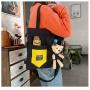 Fashion New Woman Canvas Bag Customs Backpack Large Capacity Cute Bear Doll Bag for Student One Shoulder Diagonal Shoulder Bag