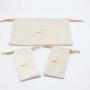 Wholesale  Custom Gold Logo Velvet Drawstring Jewelry Scraping Pouch Soft Velvet Dust Gift Packaging Bag