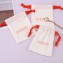 High End Soft Brush Canvas Drawstring Bag For Jewelry Custom Logo Cotton Ring Earring Jewelry Dust Pouch