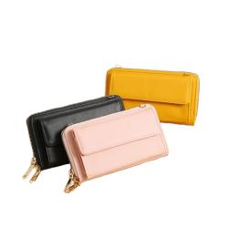 Newest Fashion PU Leather Mini Purse 2024 Solid Color Wallets Fashionable Mobile Phone Bags for Girls