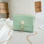 Korean Cute 2024 New Flower Tassel Alligator Single Shoulder Messenger Bag Women's Fashion Handbag Open Square  Button Handbag