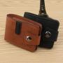 HR329 Men's Short Buckle Coin Wallet ID Card Pu Wallet Horizontal Square Zipper Grid Card Slot Casual Business Father's Day Gift