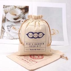 Wholesale Organic Cotton Toys Candle Gift Packaging Bag Custom Logo Printed Muslin Cotton Drawstring Dust Pouch