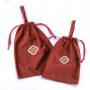 Recyclable Custom Logo Printed Brown Velvet Drawstring Clothes Shoe Dust Bag Packing Pouch Soft Luxury Velvet Shopping Gift Bag