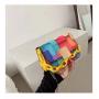 Fashion Women High Quality Contrast Small Handbags Chain  Wholesale PU Lady Shoulder Bag Female Square Handbag