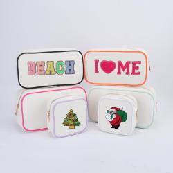 Keymay New Design Women Cute Toiletry Bag Canvas Zipper Pouch Custom Personalized Cosmetic Bag Canvas Pouch Bag