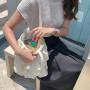 2024 Korean version new design soft PU leather shoulder bag silver new trend bag purple ruffled pleated tote bag for women