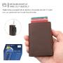 Expandable RFID Blocking Minimalist Metal Pop Up Wallet Slim Aluminum Card Holder Wallet for Men Eject Leather Card Holder