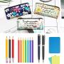 Gelory Popular Letter Printed Pencil Pouch Pencil Case Makeup Bags Canvas Pencil Pouch For Students Office Journaling Supplies