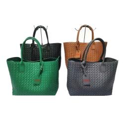 2024 Custom Logo Weave PU Leather Tote Bag Handbag For Women Ladies Luxury Purse