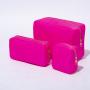 Stock New Hot Pink 4 Pieces RTS Nylon Makeup Bag Toiletry Bag Portable Pouches Accessory For Women Girl Cosmetic Organizer Bag