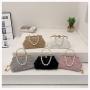 HR667 Women New Designed Dinner Clutch Handbag Fashion Rose Plush Embroidered Pearl Chain Shell Bag Ladies Luxury Party Bag