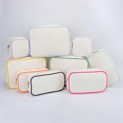 Keymay New Design Rts Stock Low Moq Multicolor Gold Zipper Durable Cosmetic Bag Manufacturer Canvas Pouches Makeup Canvas Bags