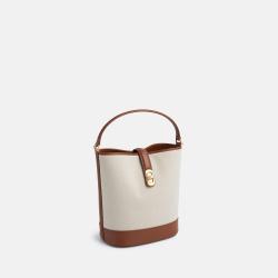 2024 New Shoulder Good Quality Vintage Bag Solid Color Brown Canvas Tote Bag Women Handbag Lady Women's Bucket bags