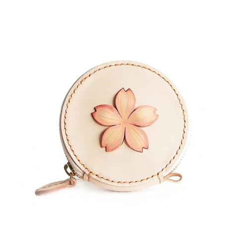 2024 Custom Logo Genuine Leather Mini Round Coin Purse For Women Small Pouch Bag