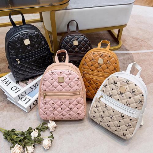 Factory Wholesale Large capacity embroidered women's pu leather printed backpack bags for women Korean student backpacks