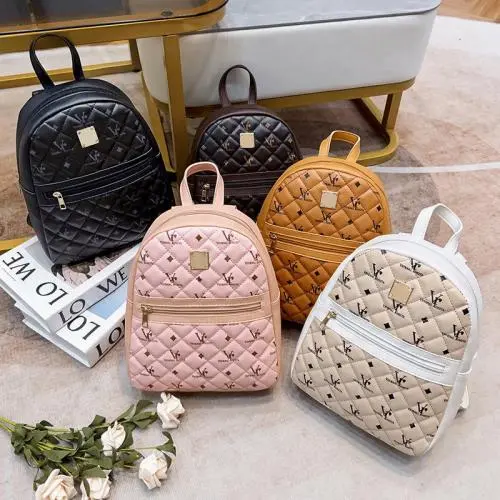 Factory Wholesale Large capacity embroidered women's pu leather printed backpack bags for women Korean student backpacks