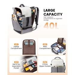 LOVEVOOK 40L Carry On LOVEVOOK Waterproof Laptop Travel Backpack TSA Flight Approved Carry on BackpackS with 3pcs Packing Cubes