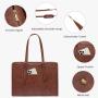 LOVEVOOK Laptop Bag for Women Vintage Leather Laptop Tote 15.6 inch Large Capacity Computer bag with Clutch Purse for Work