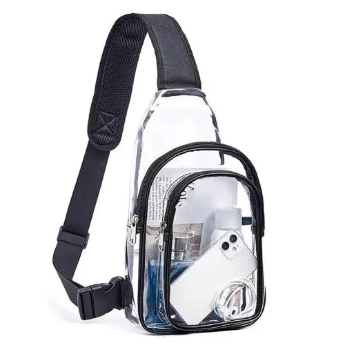 ZR932 Hot Sale Clear Chest Bag Transparent PVC Shoulder Crossbody Waterproof Travel Shopping Beach Bag Sport Outdoor Travel