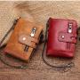 OEM280 Cowhide Genuine Leather Men Wallet Coin Purse Small Mini Card Holder Vintage Hasp Men Wallets RFID Blocking Slim Wallet