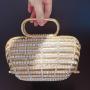 High quality handmade contrasting colors floral decoration rhinestone clutch bag crystal golden evening bags