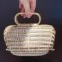 High quality handmade contrasting colors floral decoration rhinestone clutch bag crystal golden evening bags