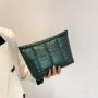 024 new embroidery line plaid small square bag Korean version of the trend of glossy women's bags small clutch bags casual tide