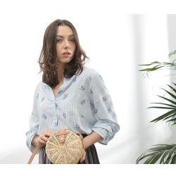 Bolsos Straw Fashion  Beach Girl Bag Round Single Shoulder Braided Bag  Wholesale Pure Color Woven Crossbody Bag