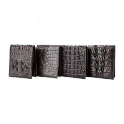 Premium Men's Crocodile Leather Bifold Wallet With ID Window