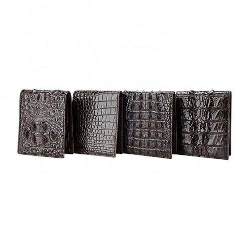 Premium Men's Crocodile Leather Bifold Wallet With ID Window