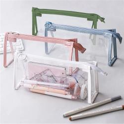 Gelory Waterproof Transparent Pencil Case PVC Clear Zipper Travel Cosmetic Bag Multi-Purpose School Pen Pencil Pouch