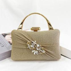 Polyester Cheongsam Flowers Party Bag Bolsos New Fashion Ladies Handbags Pure Color Diamond Dinner Bag