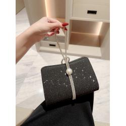 Luxury sparkling women's wrist clutch bag evening bags dress party silver evening bags crystal pearl handbag