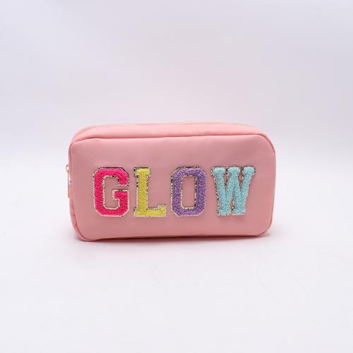Keymay Embroidered Letter Cosmetic Bag High Quality Nylon Pouch Custom Personalized Make Up Bag Women Makeup Accessories