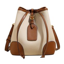 2024 Custom Luxury Genuine Leather Shoulder Bucket Bag For Women Drawstring Purse