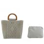 2019 Spring & Summer  PU Leather Women bags Hollow out Beach Lady Bags with Wooden Handle