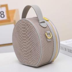 2024 Custom Snake Genuine Leather Round Hand Bag For Retro Women Handbag
