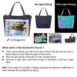 LOVEVOOK High Quality Reflective Shoulder Tote Bag Hot Sale Women Luminous Bag Geometric Ladies Bags Handbag Set