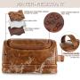 Mens Leather Travel Organizer Kit with hanging hook Large Water-resistant Toiletries Bathroom Shaving Bags