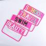 Keymay RTS Fast Shipping 19 Colors Personalized Chenille Letter Patches Travel Pouches Waterproof Cosmetic Bag Clear Makeup Bag