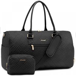 LOVEVOOK Large Quilted Weekender Bag for Women with Toiletry Bag  Carry on Overnight Bag with Shoe Pocket Travel Luggage Duffels
