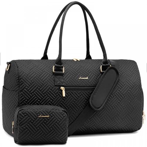 LOVEVOOK Large Quilted Weekender Bag for Women with Toiletry Bag  Carry on Overnight Bag with Shoe Pocket Travel Luggage Duffels